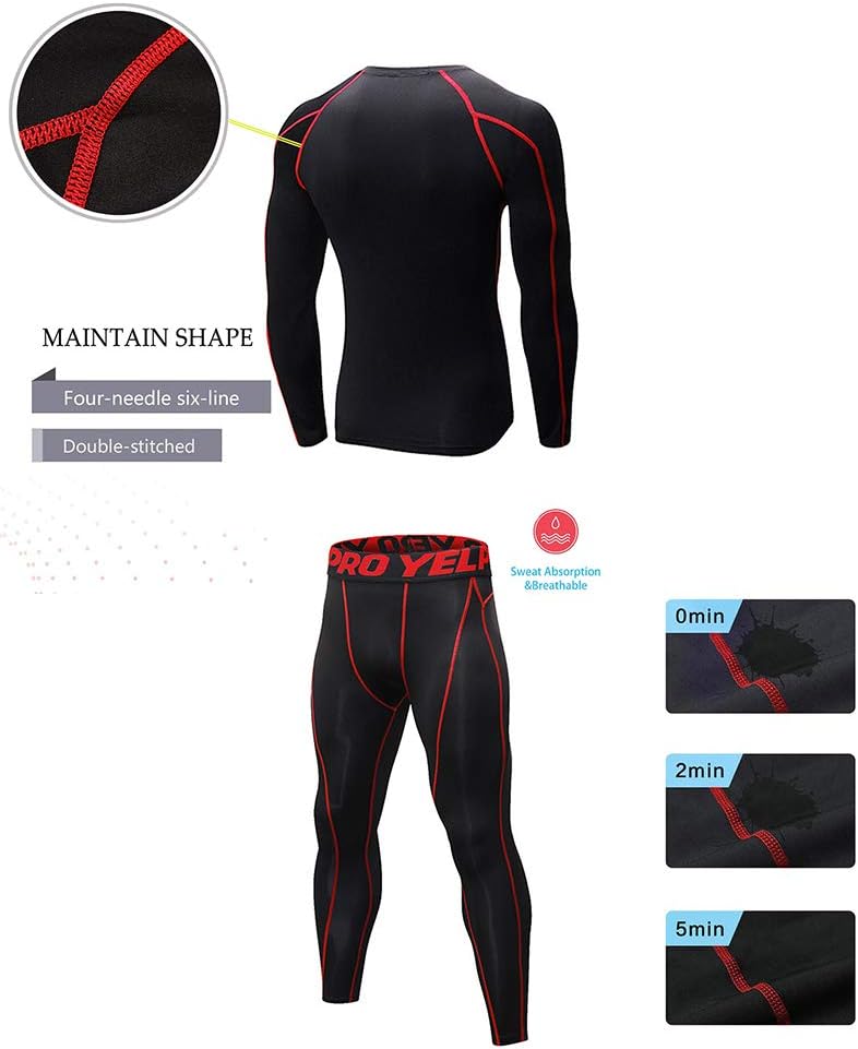 Thermal Underwear Mens, Long Johns for Men Thermal Underwear Set Long Sleeve Base Layer Compression Suit Winter Thermals Top & Bottom for Workout Skiing Running