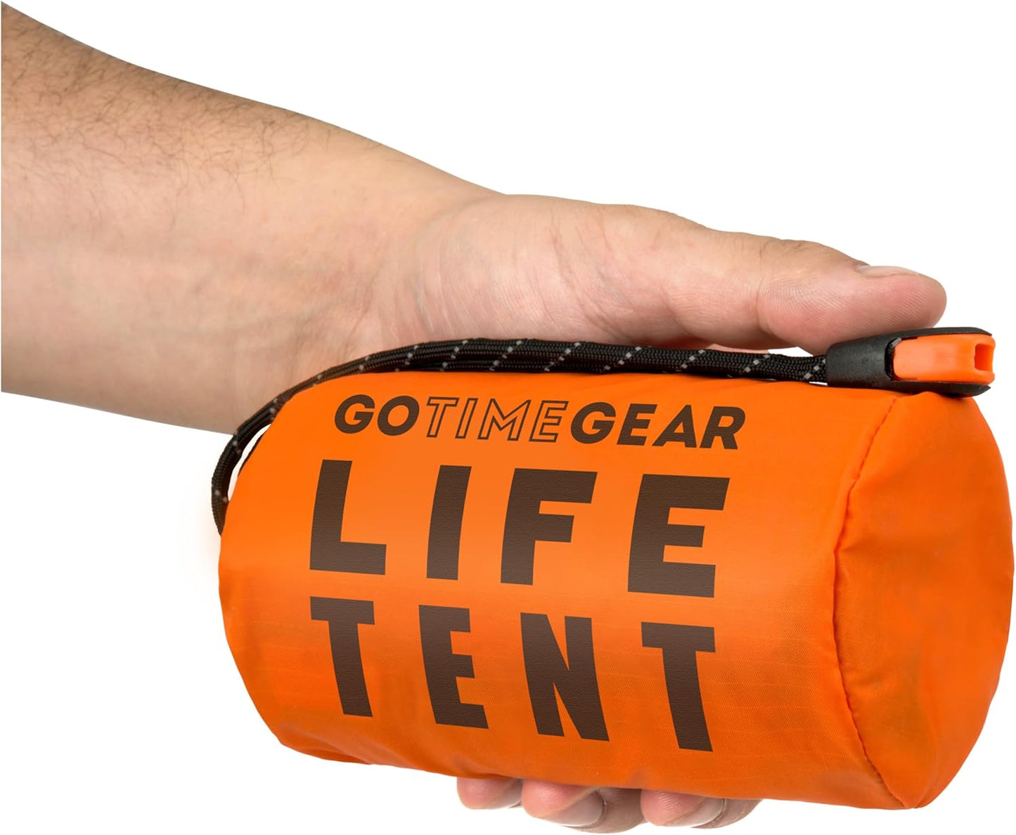 Go Time Gear Survival Life Tent • 2 Person Mylar Emergency Shelter Tube Tent + Paracord • All-Weather Protection for Camping, Hiking, & Survival Kits • Includes Emergency Whistle