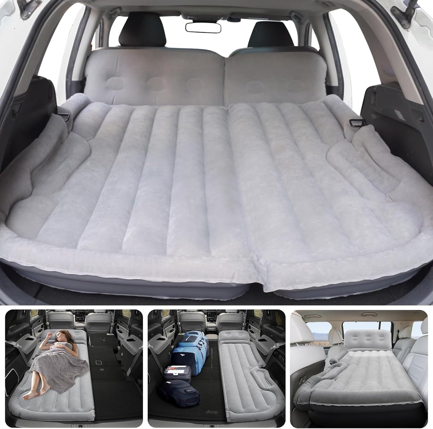 Shademax SUV Air Mattress, Inflatable Car Air Mattress for Toyota 4runner RAV4, Jeep Wrangler, Ford Explorer Air Mattress Outdoor Travel Camping Car Bed with Built-in Pillow for SUV Trunk & Back Seat