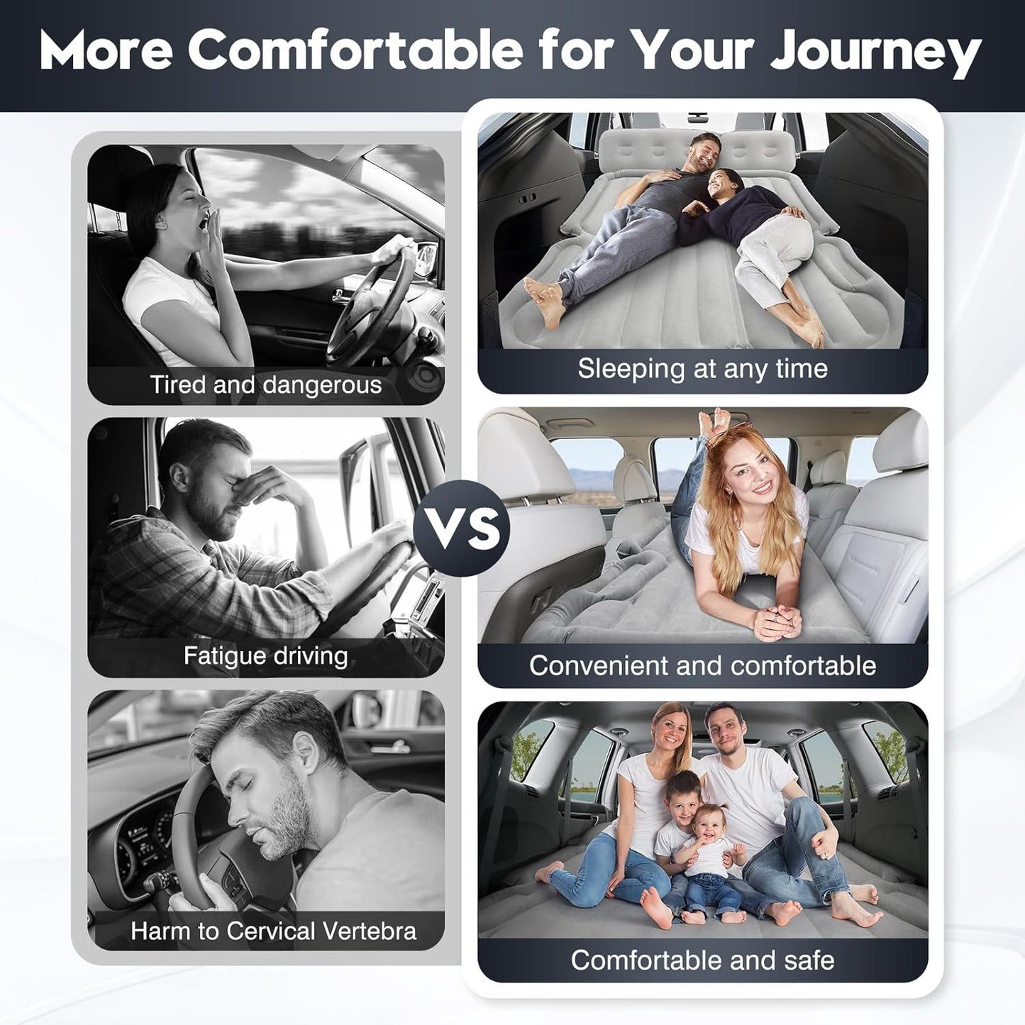 Shademax SUV Air Mattress, Inflatable Car Air Mattress for Toyota 4runner RAV4, Jeep Wrangler, Ford Explorer Air Mattress Outdoor Travel Camping Car Bed with Built-in Pillow for SUV Trunk & Back Seat