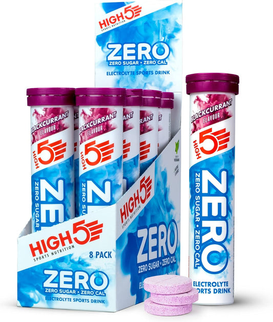 HIGH5 ZERO Electrolyte Tablet - Hydration Tablets Enhanced with Vitamin C - 0 Calories & Sugar Free - Boost Hydration, Performance & Wellness - Blackcurrant, 160 Tablets (20x, Pack of 8)