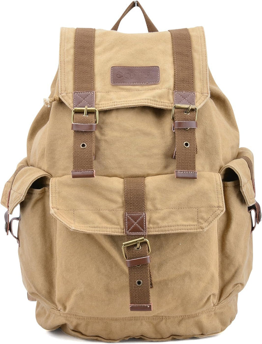 Gootium Canvas Backpack - Vintage Outdoor Rucksack Travel Day Pack