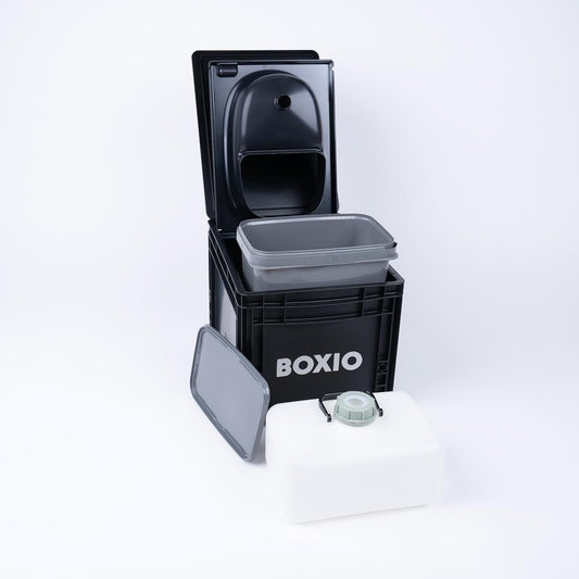 BOXIO - Sanitary Edition: Mobile Camping Bathroom All-in-One Solution, Mobile Camping Sink, Camping Toilet, Shower Head & Extensive Camping Accessories