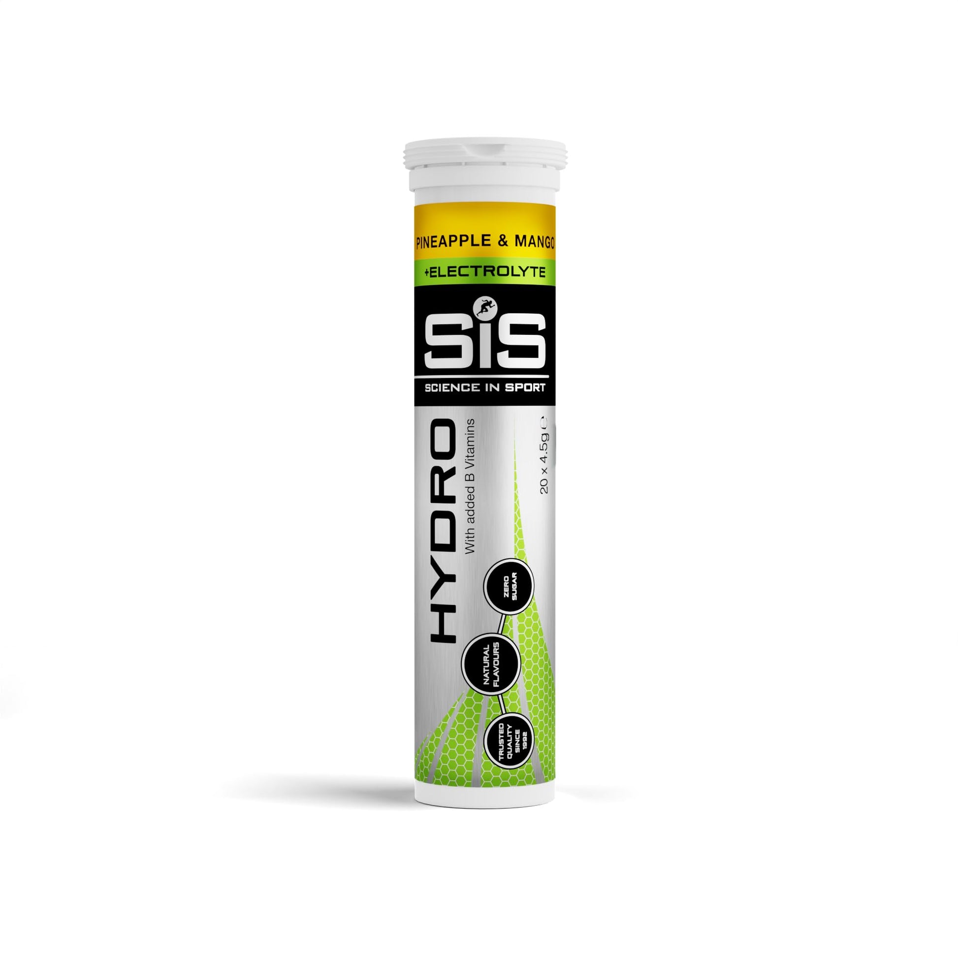 Science In Sport (SIS) Hydro Sugar-Free Electrolyte Hydration Tablets Lemon Flavour I Rehydration & Energy, Gluten-Free, 20 Effervescent Tablets