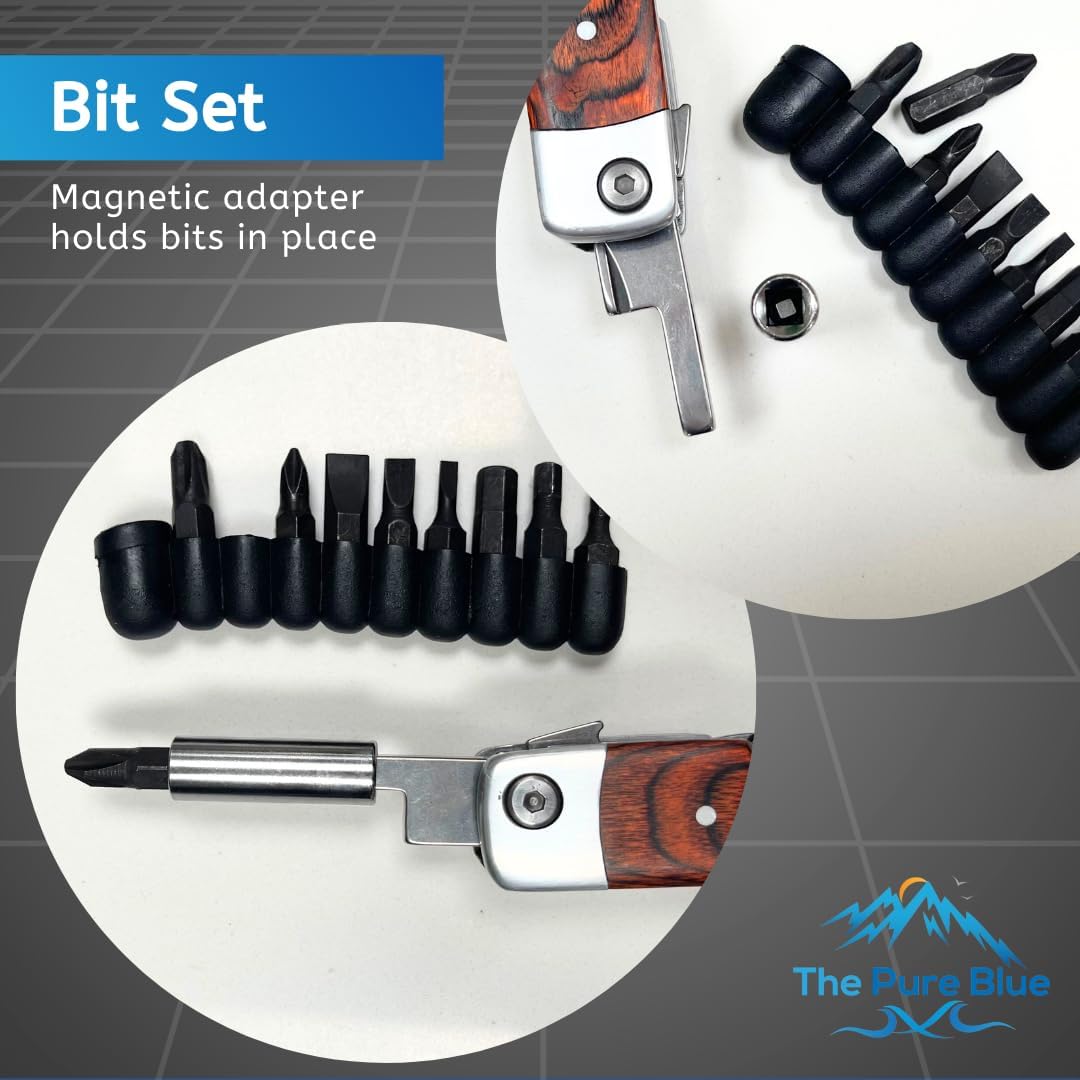 Rosewood Multi Tool, 22 in 1 Tools, Tough Belt Pouch, Needle & General Pliers, Screwdrivers - Phillips & Flathead, 10 Piece Bit Set, File, 2 Inch Rule, Can Opener, Bottle Opener