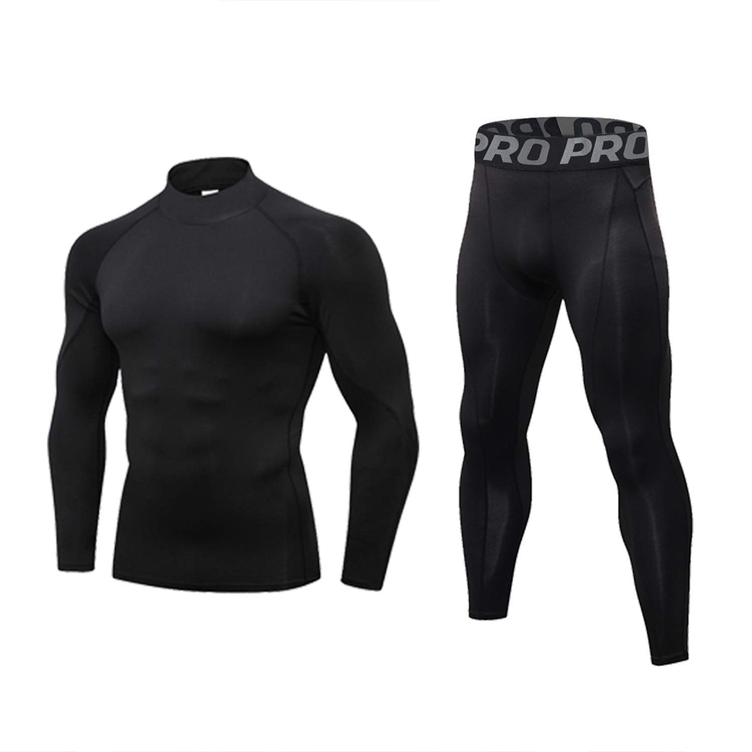 Thermal Underwear Mens, Long Johns for Men Thermal Underwear Set Long Sleeve Base Layer Compression Suit Winter Thermals Top & Bottom for Workout Skiing Running