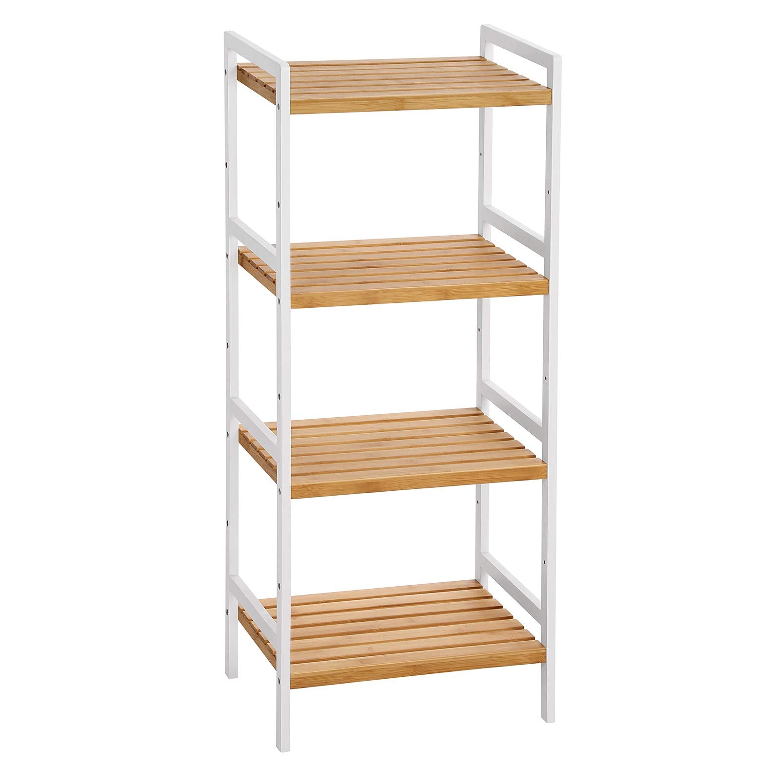 SONGMICS 3-Tier Bamboo Storage Rack for Bathroom, Kitchen, Bedroom, 45 x 31.5 x 80 cm, Natural and White BCB73Y