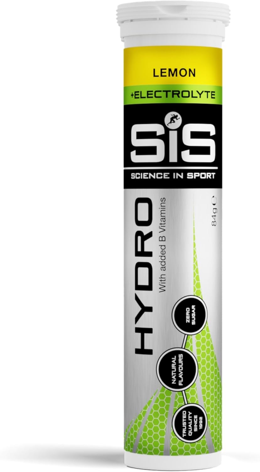 Science In Sport (SIS) Hydro Sugar-Free Electrolyte Hydration Tablets Lemon Flavour I Rehydration & Energy, Gluten-Free, 20 Effervescent Tablets