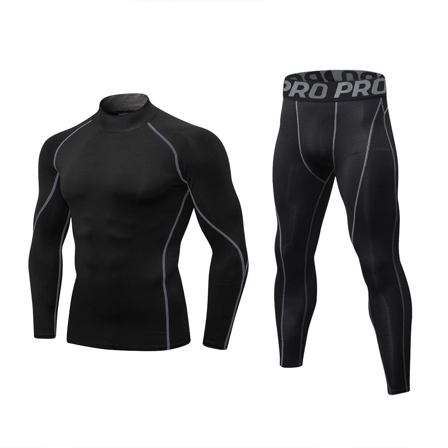 Thermal Underwear Mens, Long Johns for Men Thermal Underwear Set Long Sleeve Base Layer Compression Suit Winter Thermals Top & Bottom for Workout Skiing Running