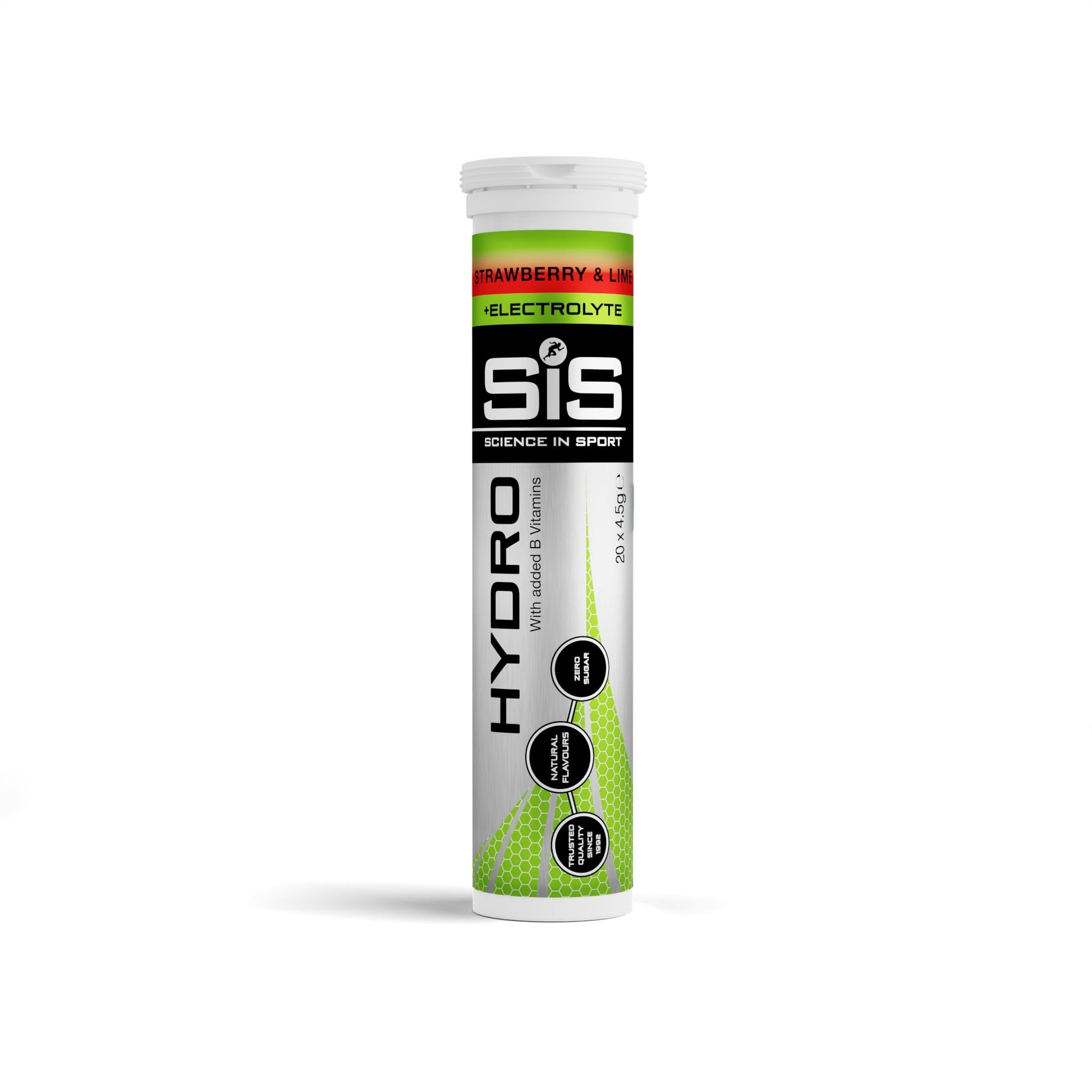 Science In Sport (SIS) Hydro Sugar-Free Electrolyte Hydration Tablets Lemon Flavour I Rehydration & Energy, Gluten-Free, 20 Effervescent Tablets