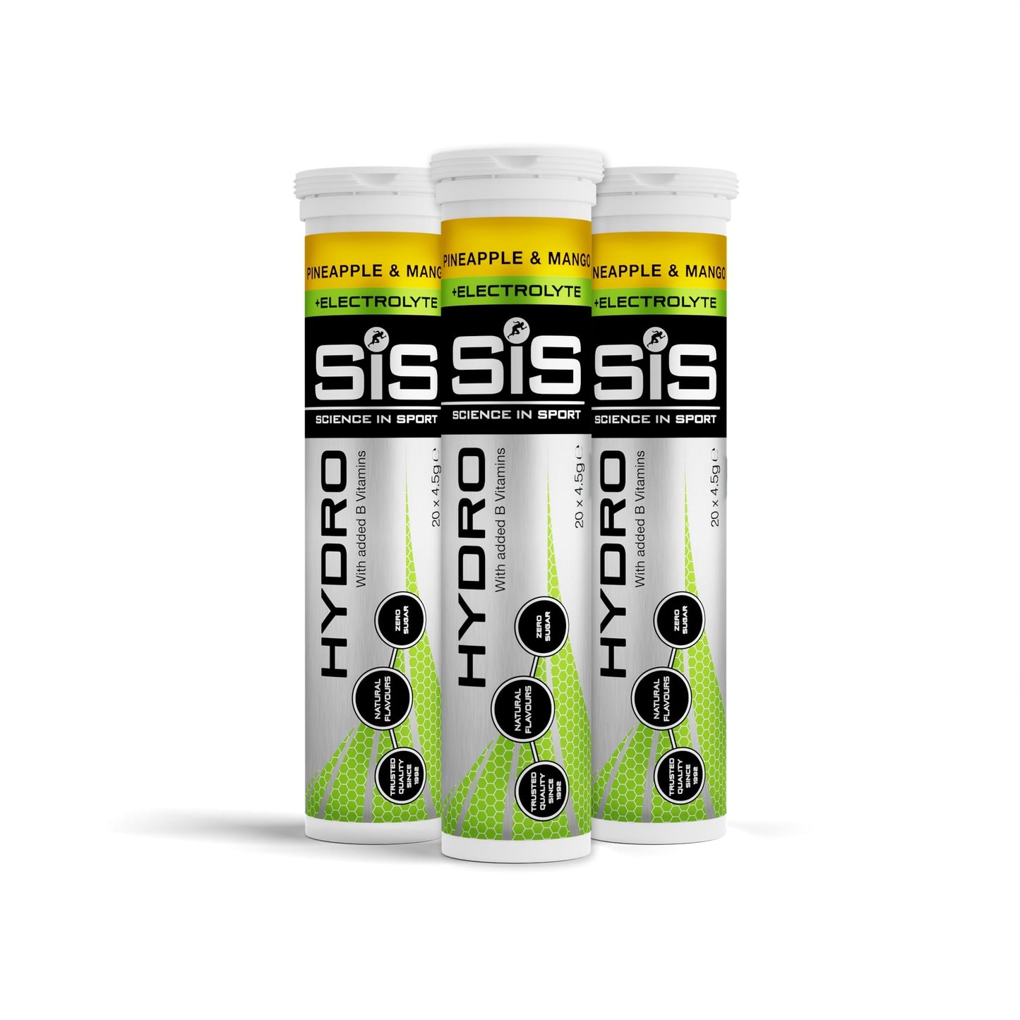 Science In Sport (SIS) Hydro Sugar-Free Electrolyte Hydration Tablets Lemon Flavour I Rehydration & Energy, Gluten-Free, 20 Effervescent Tablets