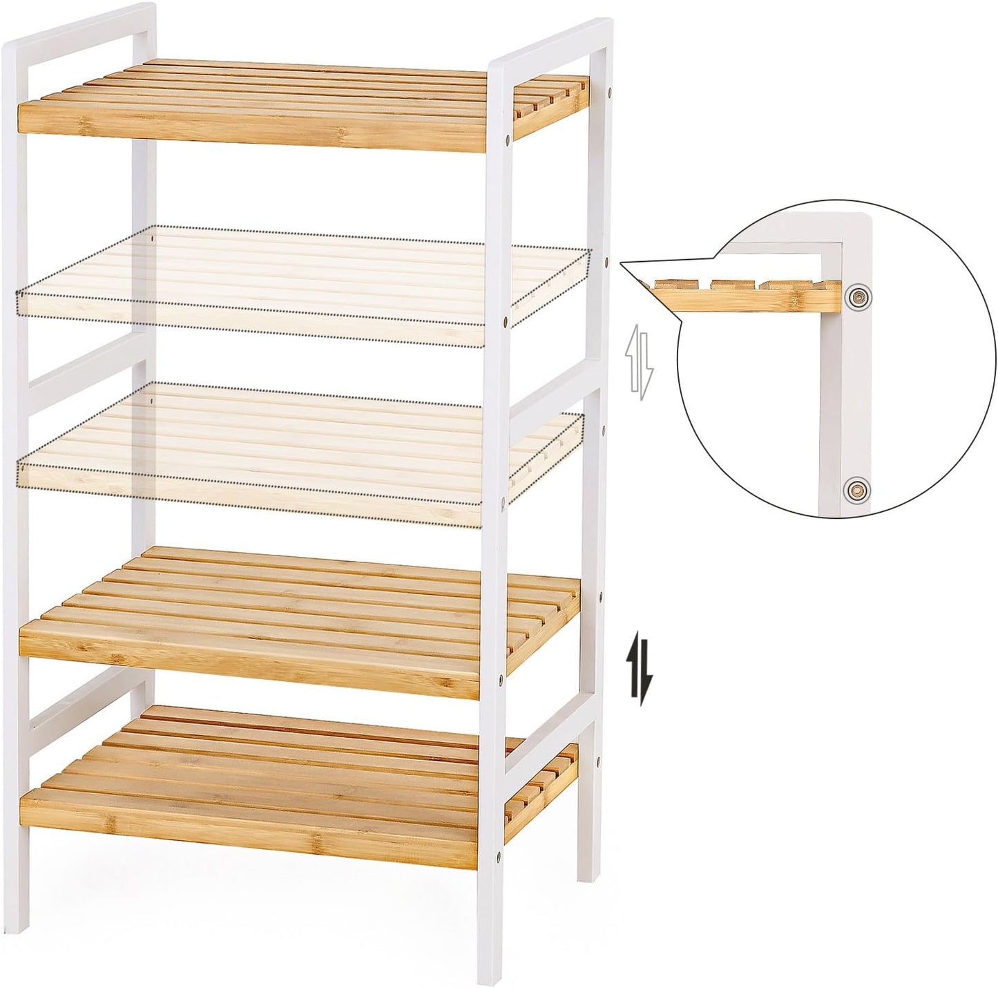 SONGMICS 3-Tier Bamboo Storage Rack for Bathroom, Kitchen, Bedroom, 45 x 31.5 x 80 cm, Natural and White BCB73Y