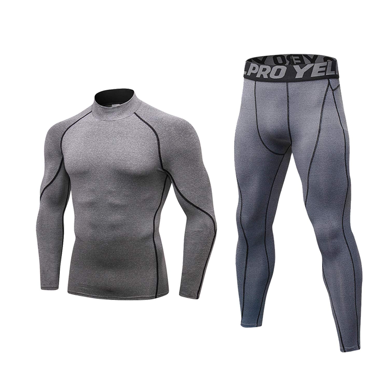 Thermal Underwear Mens, Long Johns for Men Thermal Underwear Set Long Sleeve Base Layer Compression Suit Winter Thermals Top & Bottom for Workout Skiing Running