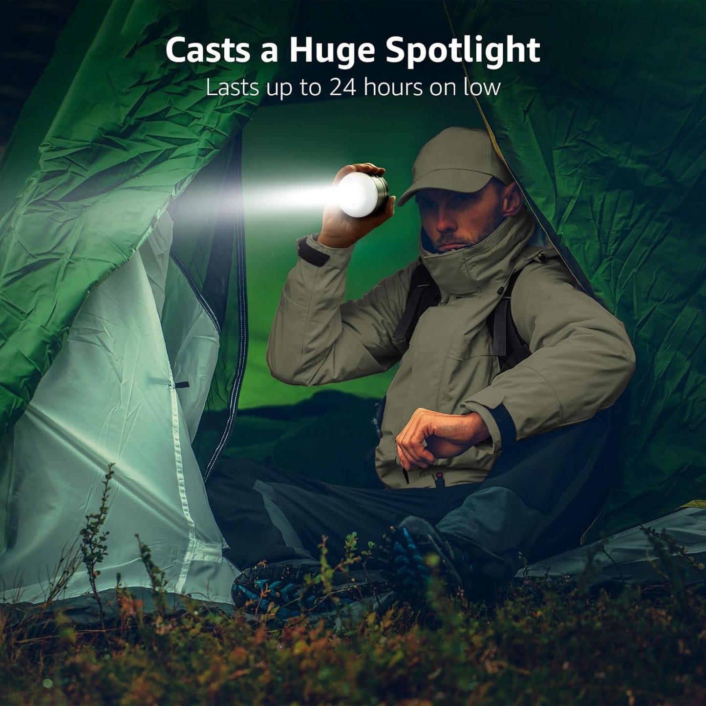 LE camping lamp, USB rechargeable, IPX4 waterproof, 3000 mAh power bank, neutral white, 3 light modes, camping light with battery, lantern, camping, outdoor use.