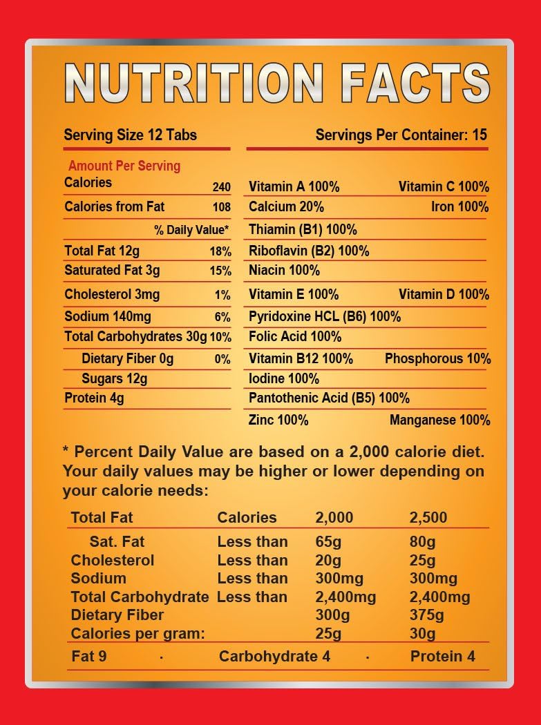120 tabs Snack Food for 10 Days Emergency Survival MREs Meals Ready-to-eat Bugout for Travel Camping Boating Biking Hunting Activities Gluten Free and Non-GMO 25 Years Shelf Life - Vanilla Malt Flavor