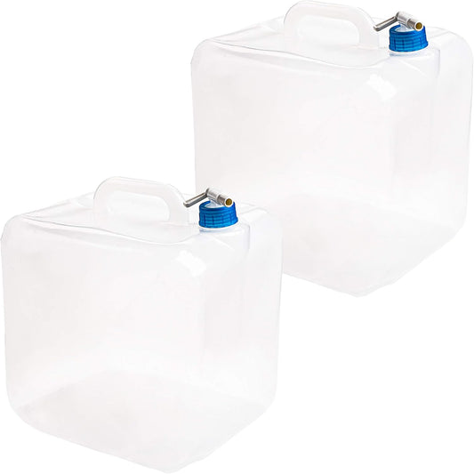 Cedilis 2 Pack 20L Collapsible Water Container with Spigot, Food Safe Water Storage Jug, BPA-Free Camping Water Storage Jug Canteen for Outdoor Hiking & Emergency, Portable, Foldable