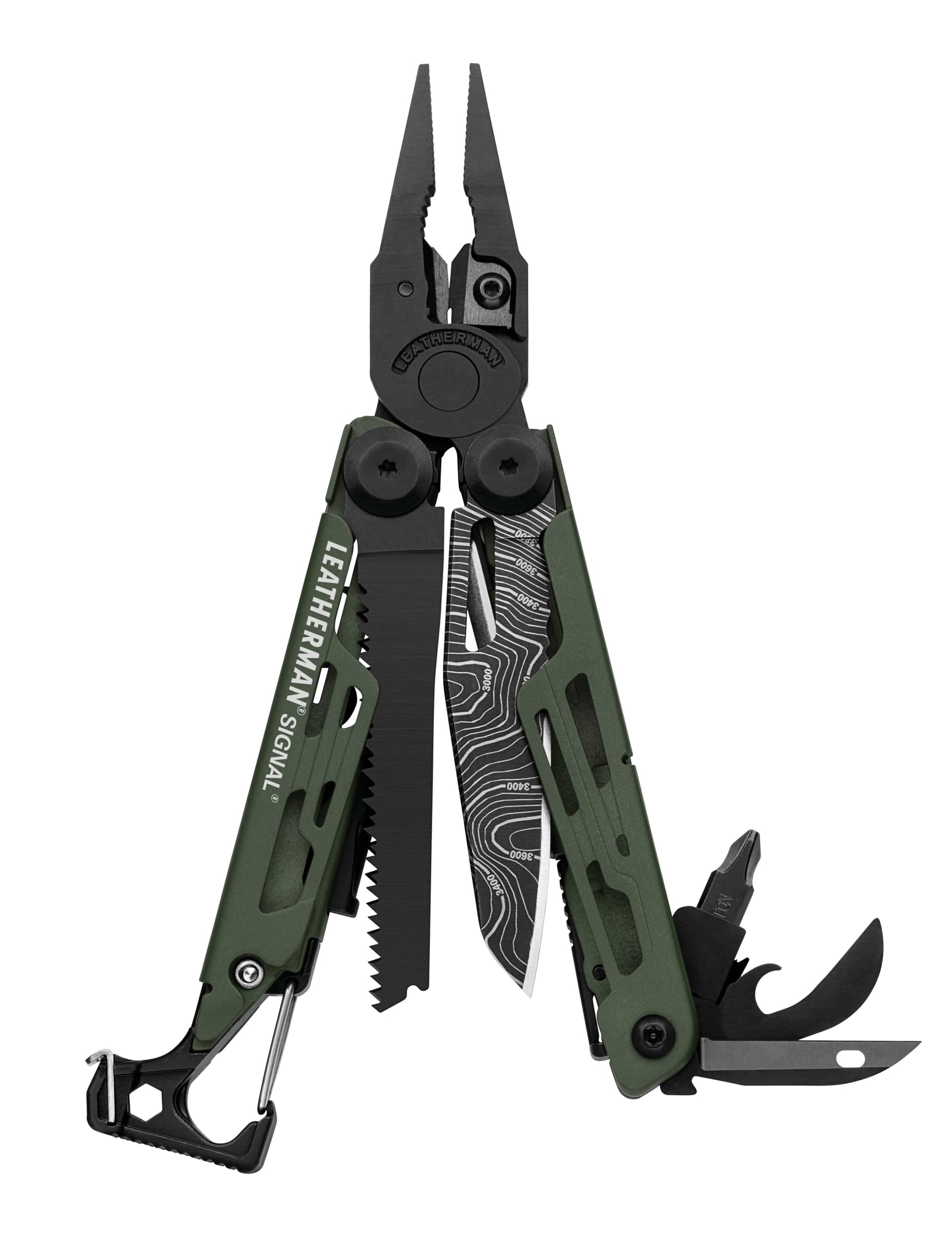 Leatherman Signal Multi-Tool - 19 Tools for Camping & Survival, with Black Nylon Holster, Brown