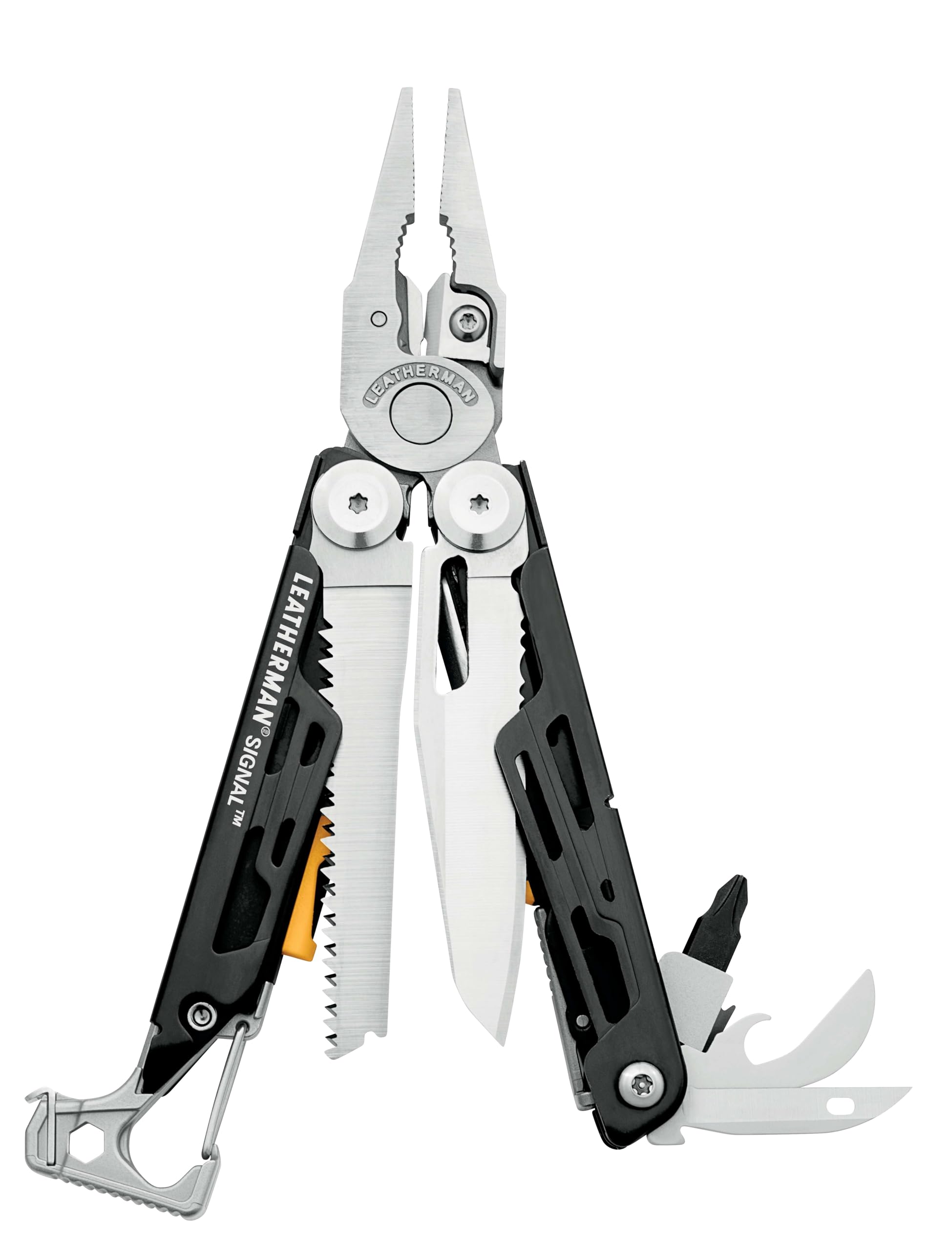 Leatherman Signal Multi-Tool - 19 Tools for Camping & Survival, with Black Nylon Holster, Brown