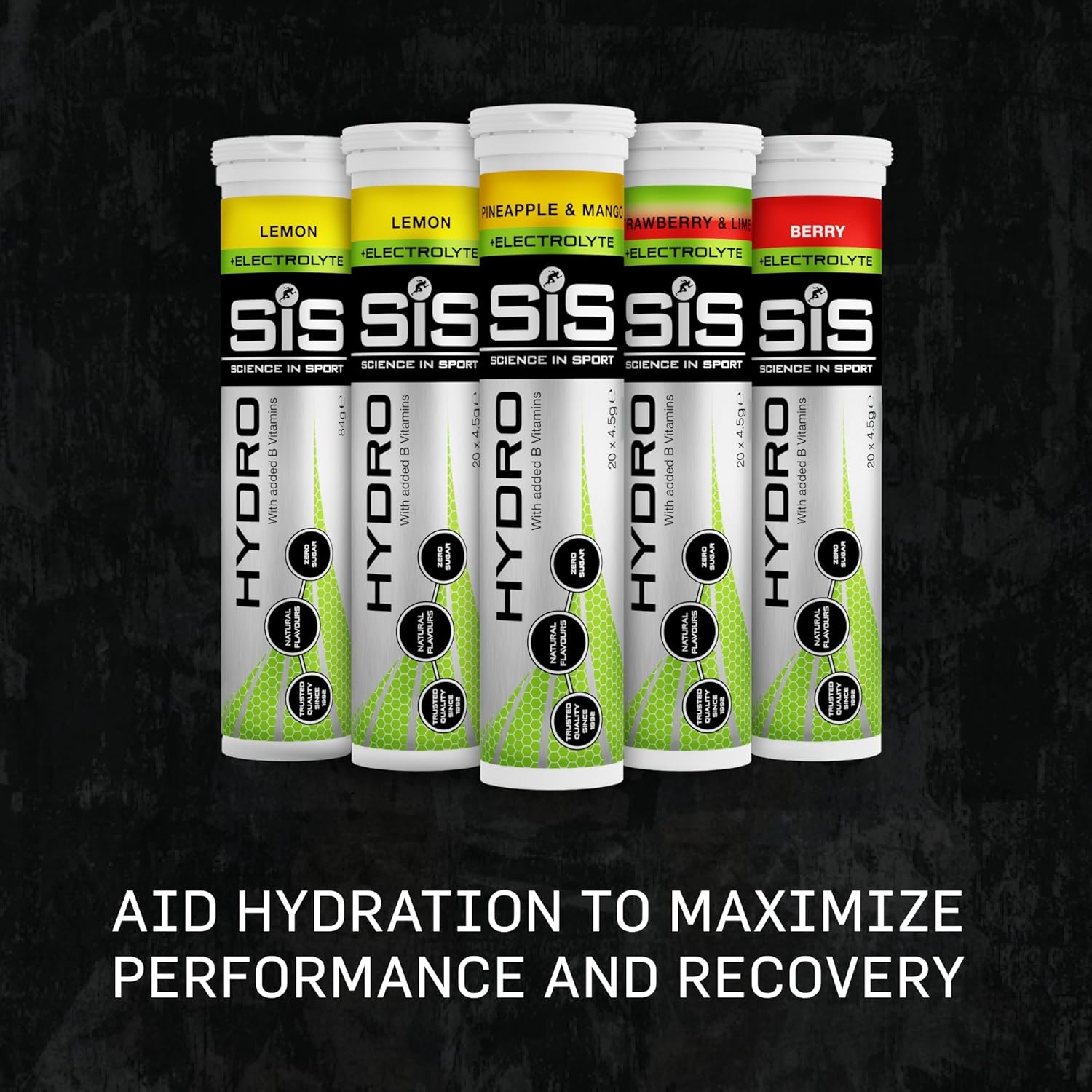 Science In Sport (SIS) Hydro Sugar-Free Electrolyte Hydration Tablets Lemon Flavour I Rehydration & Energy, Gluten-Free, 20 Effervescent Tablets