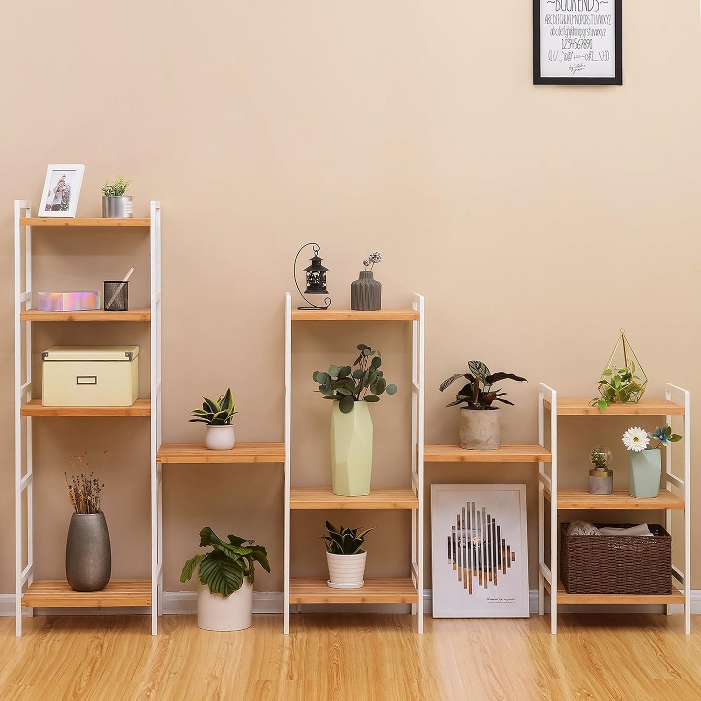 SONGMICS 3-Tier Bamboo Storage Rack for Bathroom, Kitchen, Bedroom, 45 x 31.5 x 80 cm, Natural and White BCB73Y