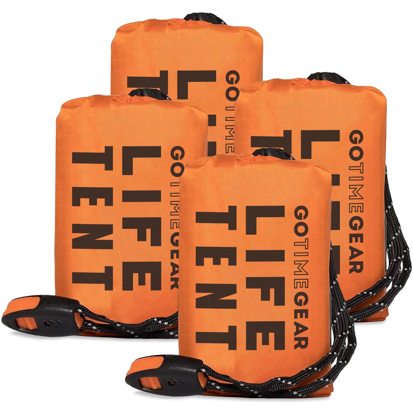 Go Time Gear Survival Life Tent • 2 Person Mylar Emergency Shelter Tube Tent + Paracord • All-Weather Protection for Camping, Hiking, & Survival Kits • Includes Emergency Whistle